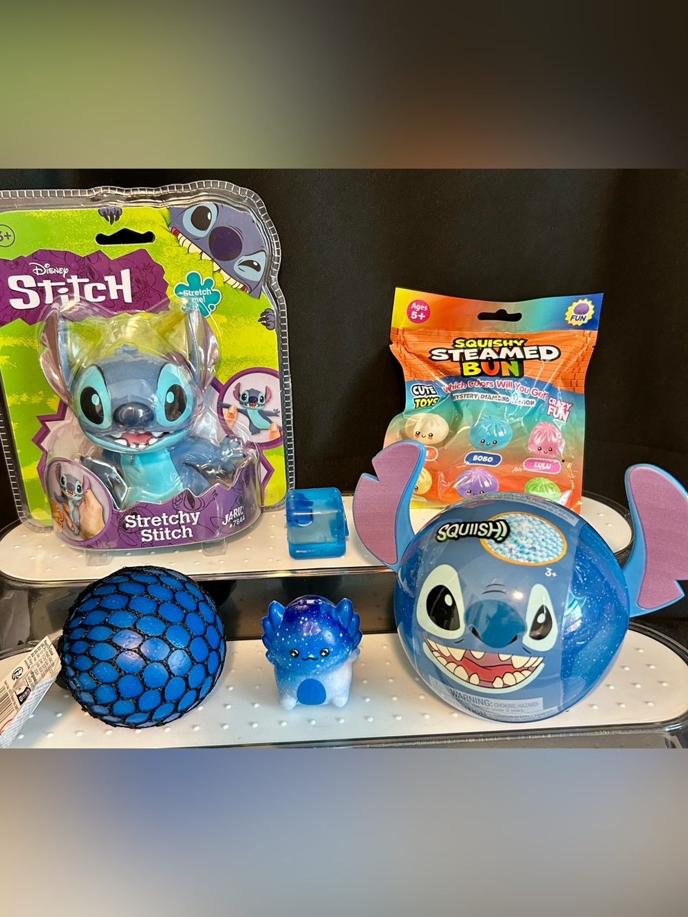 Disney Blue Stitch Squishy Plush & Collectible Toy Set